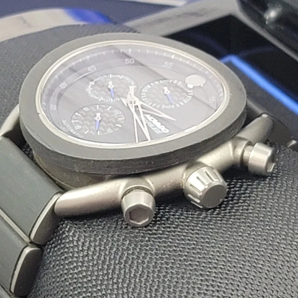 Movado Parlee Auto/Chronograph 16/75 Blue Limited Edition Watch $8500 MSRP